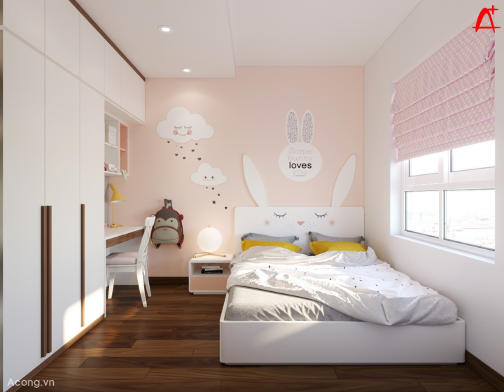 Nội thất căn hộ Ecopark Rừng Cọ: thiết kế phòng bé gái